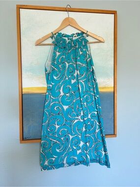 Milly Turquoise Swirl Print Mini Dress